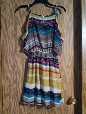 hello miss Multi-Color Striped Spaghetti Strap Mini Dress